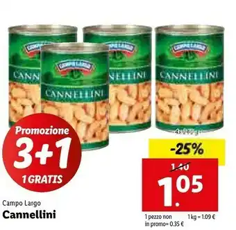 Lidl Campo largo Fagioli Cannellini 400 G(ml) offerta