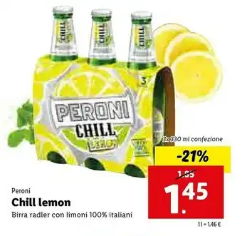 Lidl Peroni Chill Lemon 330 G(ml) offerta