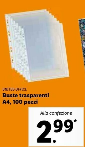 Lidl United Office Buste Trasparenti A4 offerta