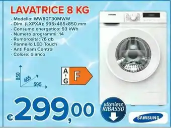 MD Discount Samsung Ww8oT30MWW Lavatrice offerta
