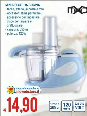 Mini Robot Da Cucina 350 Ml 120 W