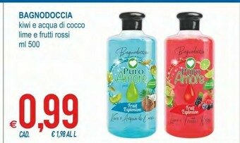 MD Discount Puro Amore Bagnodoccia Kiwi E Acqua Di Cocco/ Lime E Frutti Rossi Ml 500 offerta