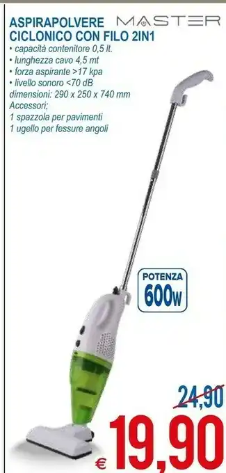 MD Discount Master Aspirapolvere Ciclonico Con Filo 2 In 1 offerta