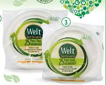 MD Discount Welt 25 Piatti Piani/ Fondi Compostabili offerta