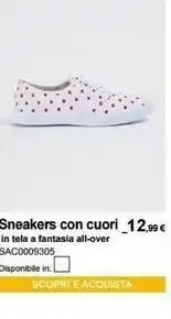Sneakers Con Cuori In Tela A Fantasia All-over