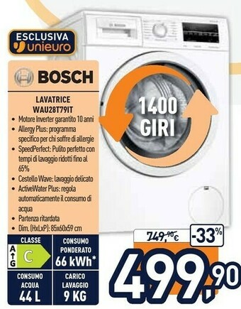 Unieuro Bosch WAU28T79IT offerta