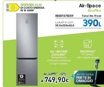 Unieuro Samsung RB38T675DS9 Frigorifero Con Congelatore Libera Installazione 385 L D Argento offerta