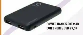 Unieuro Electroline Power Bank 5.000 MAh Con 2 Porte USB, Nero offerta