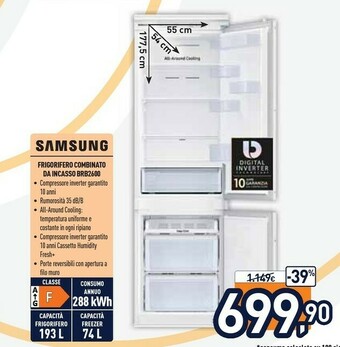 Unieuro Samsung Frigorifero Combinato Da Incasso BRB2600 offerta