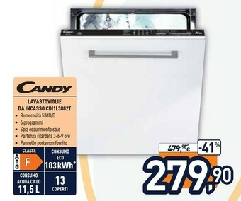 Unieuro Candy CDI 1L38-02/T Lavastoviglie A Scomparsa Totale 13 Coperti F offerta