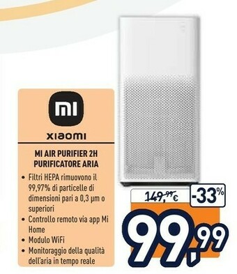Unieuro Xiaomi Mi Air Purifier 2H Purificatore Aria offerta