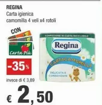 Crai Regina Carta Igienica Camomilla 4 Veli, 4 Rotoli offerta
