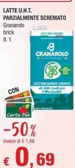 Crai Granarolo Latte Fresco Parzialmente Scremato offerta