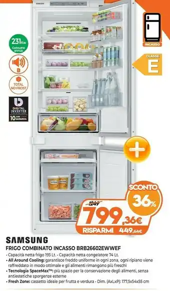 Expert Samsung BRB26602EWW Frigorifero Con Congelatore Da Incasso 267 L E Bianco offerta