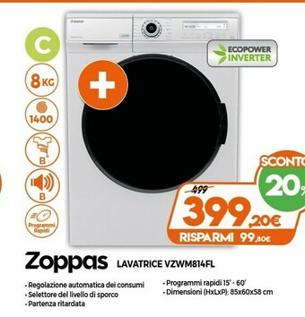 Expert Zoppas Lavatrice VZWM814FL offerta