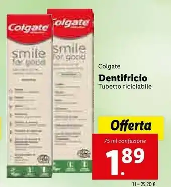 Lidl Colgate Dentifricio Tubetto Riciclabile offerta