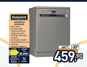 Unieuro Hotpoint HFO 3O32 CW X Lavastoviglie Libera Installazione 14 Coperti D offerta