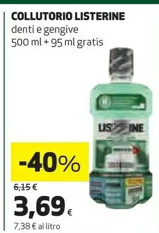 Coop Listerine Collutorio Denti E Gengive 500 Ml+ 95 Ml Gratis offerta