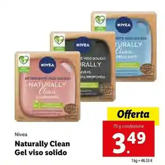 Lidl Nivea Naturally Clean Gel Viso Solido offerta