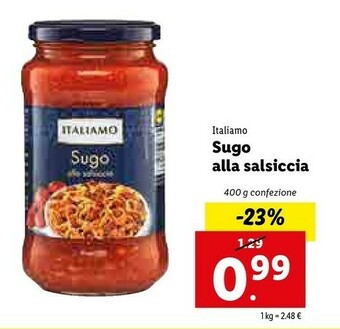 Lidl Italiamo Sugo Alla Salsiccia offerta