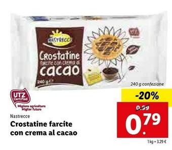 Lidl Nastrecce Crostatine Farcite Con Crema Alle Nocciole E Cacao 240 G(ml) offerta