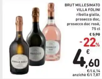 Conad Villa Folini Brut Millesimato ribolla gialla,prosecco doc. 75 cl offerta