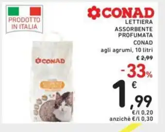 Conad Conad Lettiera Assorbente Profumata agli agrumi, 10 litri offerta