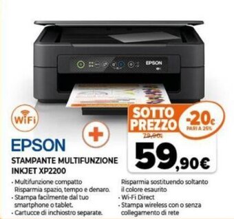 Expert Epson Stampante Multifunzione Inkjet XP2200 offerta