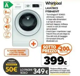 Expert Whirlpool Lavatrice FFB846SVIT offerta