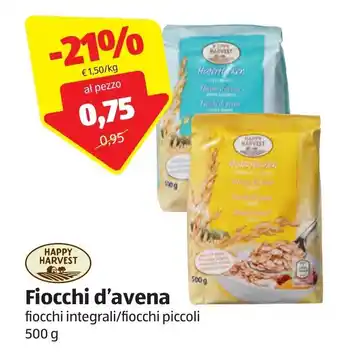 ALDI Happy Harvest Fiocchi d'avena fiocchi integrali/fiocchi piccoli 500 g offerta