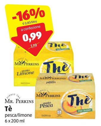 ALDI Mr. Perkins Tè pesca/limone 6 x 200 ml offerta