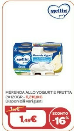 Bimbo Store Mellin Merenda Allo Yogurt E Frutta offerta