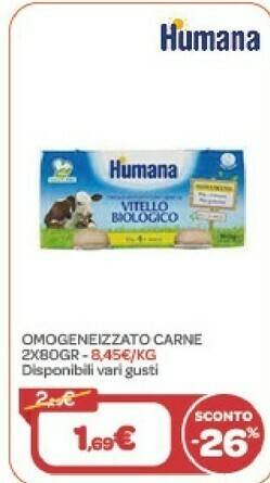 Bimbo Store Humana Omogeneizzato Carne offerta