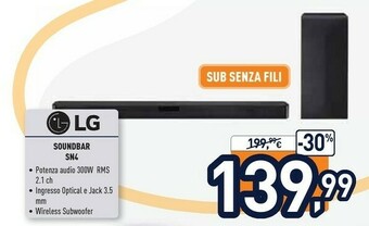 Unieuro LG SN4 Altoparlante Soundbar Nero 2.1 Canali 300 W offerta