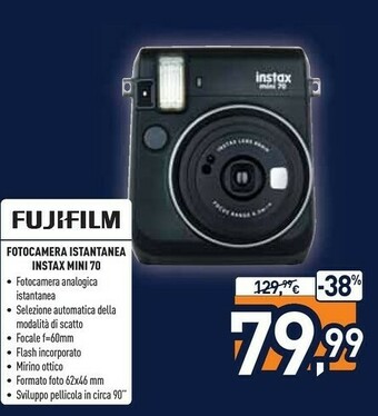 Unieuro Fujifilm Instax Mini 70 62 X 46 Mm Nero offerta