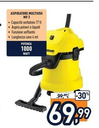 Unieuro Karcher Aspiratore Multiuso MV 3 offerta