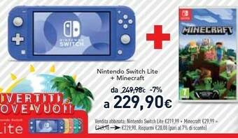 Unieuro Nintendo Switch Lite + Minecraft offerta