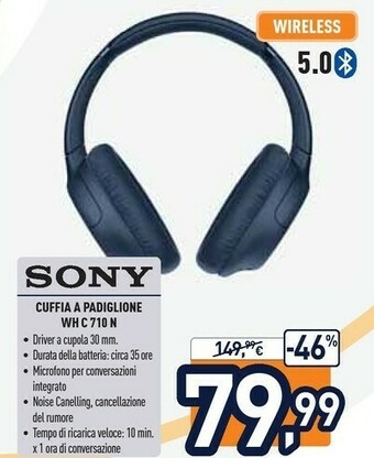 Sony Cuffia A Padiglione WH C 710 N