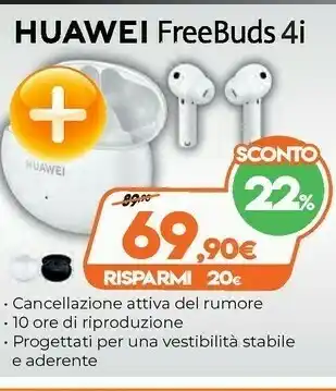 Expert Huawei FreeBuds 4i Cuffia Auricolare Bluetooth Bianco offerta