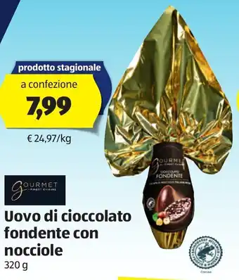 ALDI Gourmet Finest Cuisine Uovo di cioccolato fondente con nocciole 320 g offerta