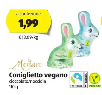 ALDI Monarc Coniglietto vegano cioccolato/nocciola 110 g offerta