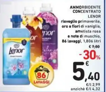 Conad Lenor Ammorbidente Concentrato risveglio primaverile, oro a fiori di vaniglia, ametista rosa e note di muschio, 86 lavaggi, offerta