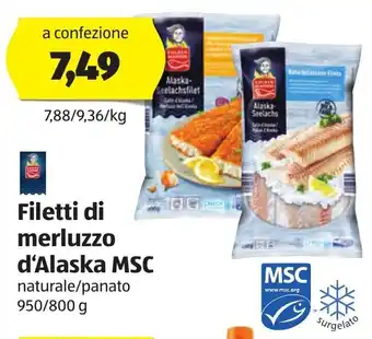 ALDI Filetti di merluzzo d'Alaska MSC naturale/panato 950/800 g offerta