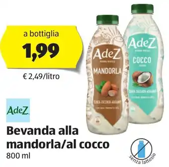 ALDI AdeZ Bevanda alla mandorla/al cocco 800 ml offerta