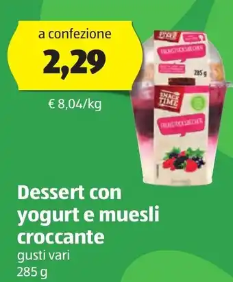 ALDI Dessert con yogurt e muesli croccante gusti vari 285 g offerta