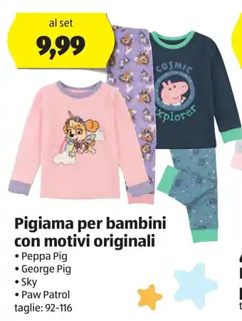 ALDI Pigiama per bambini con motivi originali Peppa Pig/George Pig 92-116 offerta