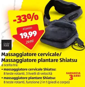 ALDI Easy Home Massaggiatore cervicale/Massaggiatore plantare Shiatsu offerta