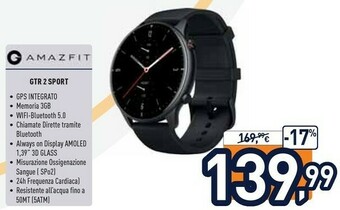 Unieuro Amazfit GTR 2 Sport 3,53 Cm (1.39") AMOLED Nero GPS (satellitare) offerta