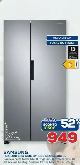 Euronics Samsung RS66A8101SL Frigorifero Side-by-side Incasso/libero E Acciaio Inossidabile offerta