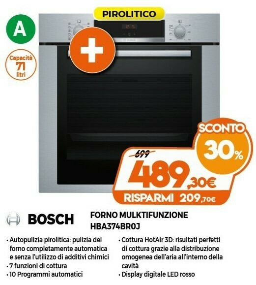 Bosch Serie 4 HBA374BR0J Forno Forno Elettrico 71 L Acciaio Inossidabile A  offerta di Expert